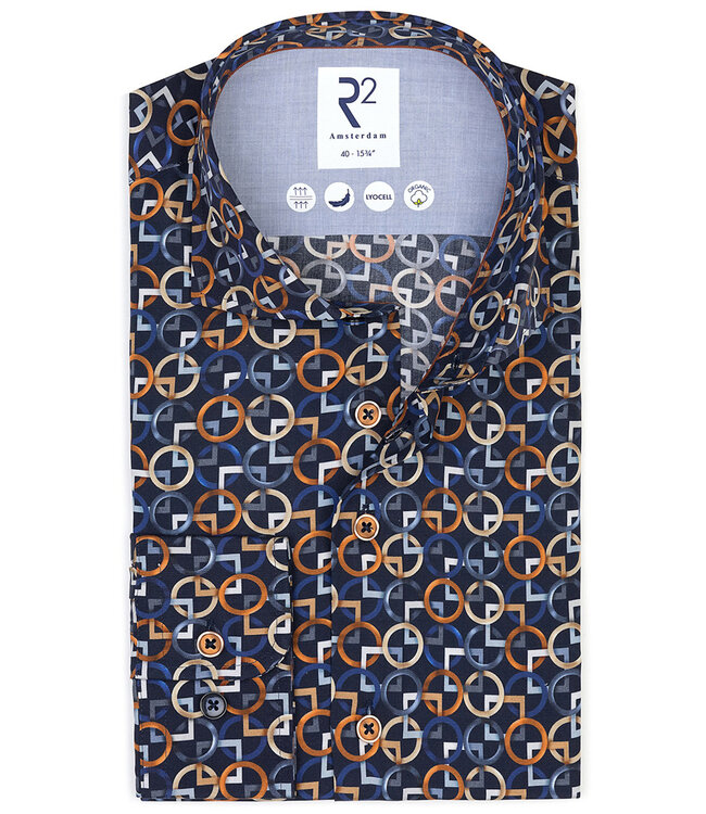 123.WSP.023/010 donkerblauw limited edition rondjes print