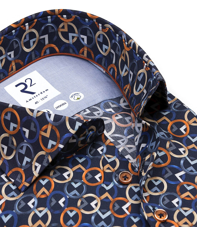 123.WSP.023/010 donkerblauw limited edition rondjes print