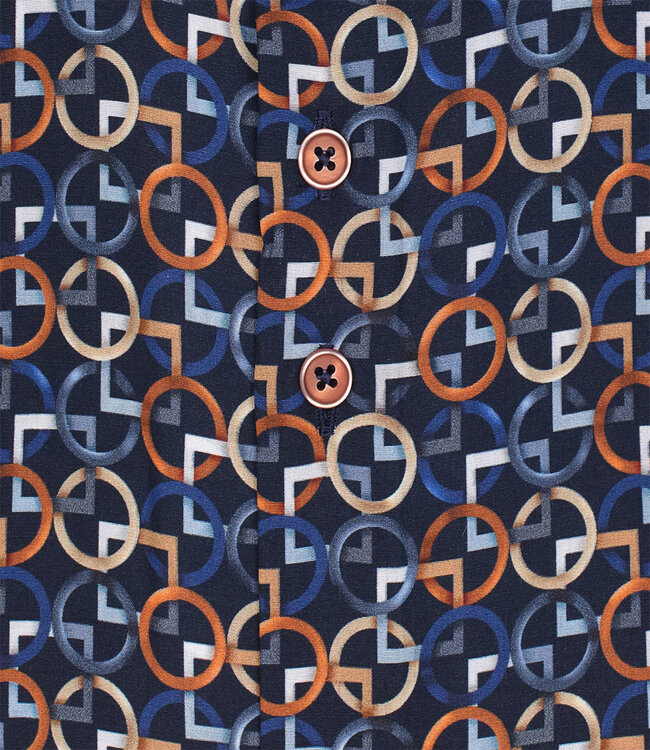 123.WSP.023/010 donkerblauw limited edition rondjes print