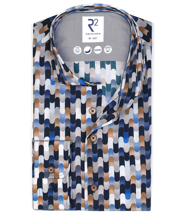 123.WSP.025/014 donkerblauw limited edition rondjes grafische print