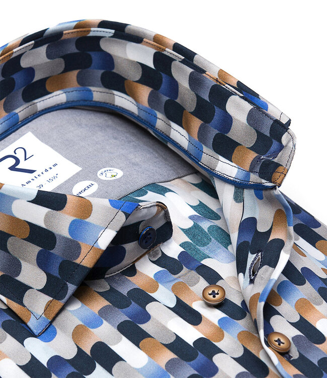 123.WSP.025/014 donkerblauw limited edition rondjes grafische print