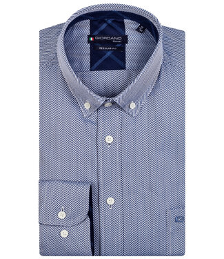 overhemd lange mouw blauw navy visgraat