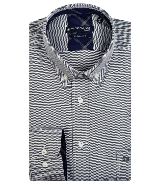 327001-70 Giordano overhemd lange mouw flessen groen visgraat