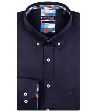 Giordano Regular Fit overhemd donkerblauw 1 knoops button down