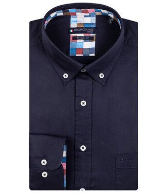 overhemd donkerblauw 1 knoops button down