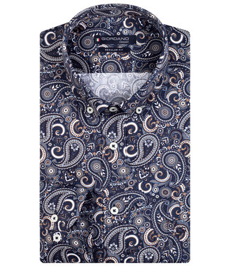 overhemd donkerblauw bruin paisley print