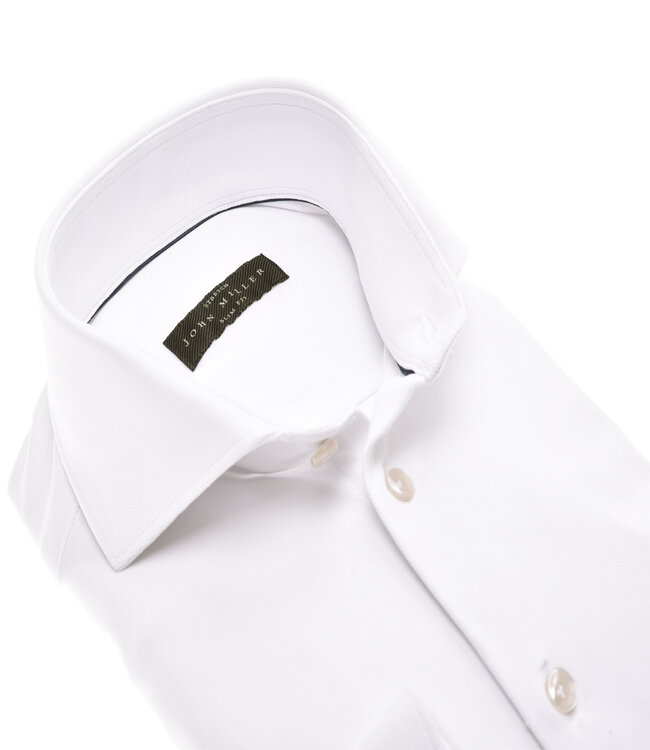 John Miller 5346516 910 wit structuur heren overhemd hyperstretch slim fit