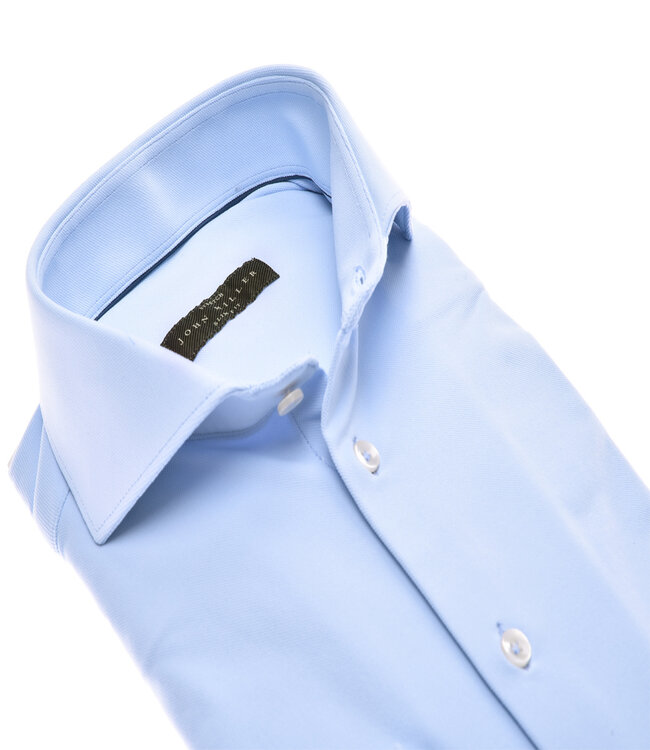 John Miller 5346516 130 lichtblauw structuur heren overhemd hyperstretch slim fit