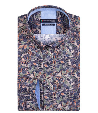 overhemd donkerblauw paisley print
