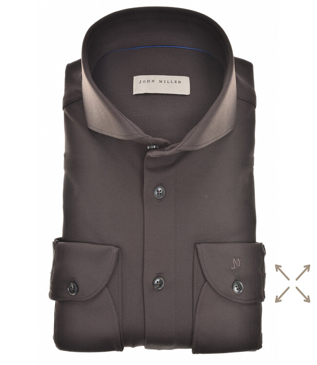 John Miller 5140879 690 donkerbruin heren overhemd hyperstretch