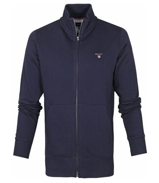 Gant heren donkerblauw sweat vest met rits