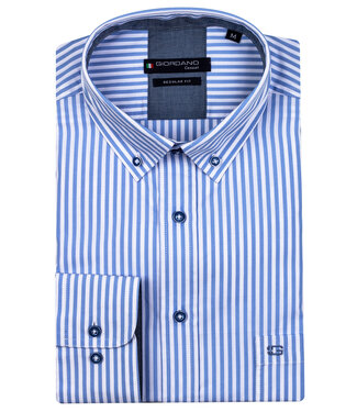 Giordano Regular Fit heren overhemd wit blauw streepje