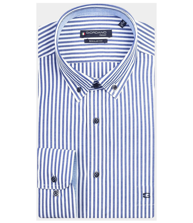 327010-60 heren overhemd donkerblauw-wit streepje