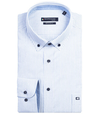 Giordano Regular Fit heren overhemd blauw wit oxford streepje