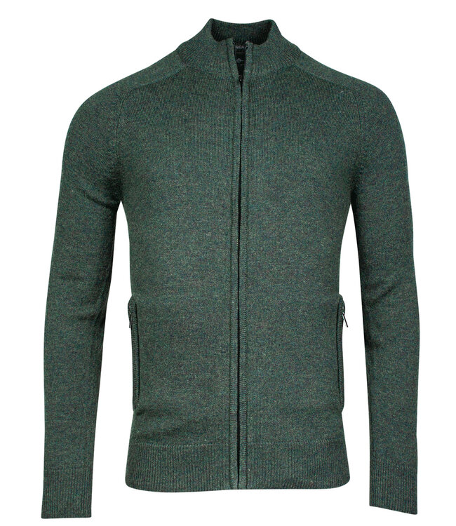 320096-795 heren vest groen flessengroen rits en zakken lamswol