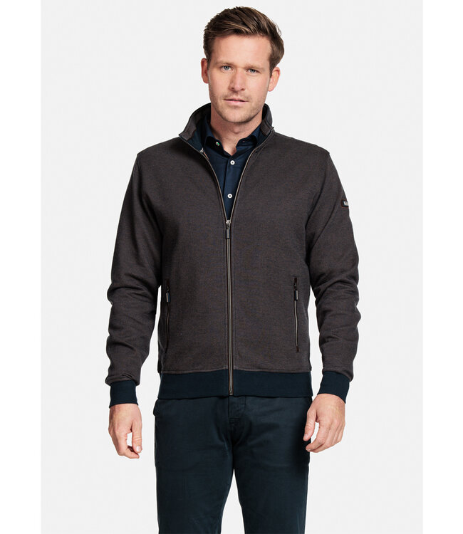 322286-88 heren vest donkerbruin structuur met rits en zakken