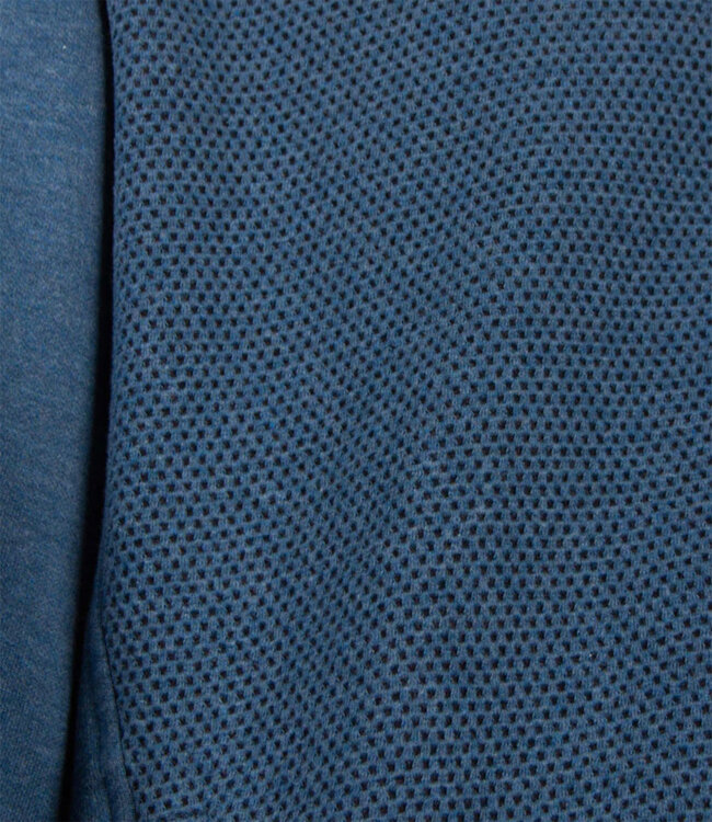 322276-655 heren sweat vest blauw structuur rits en zakken