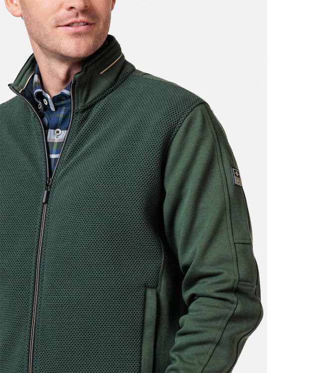 322276-79 heren sweat vest donkergroen structuur rits en zakken