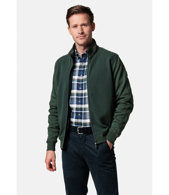 322276-79 heren sweat vest donkergroen structuur rits en zakken