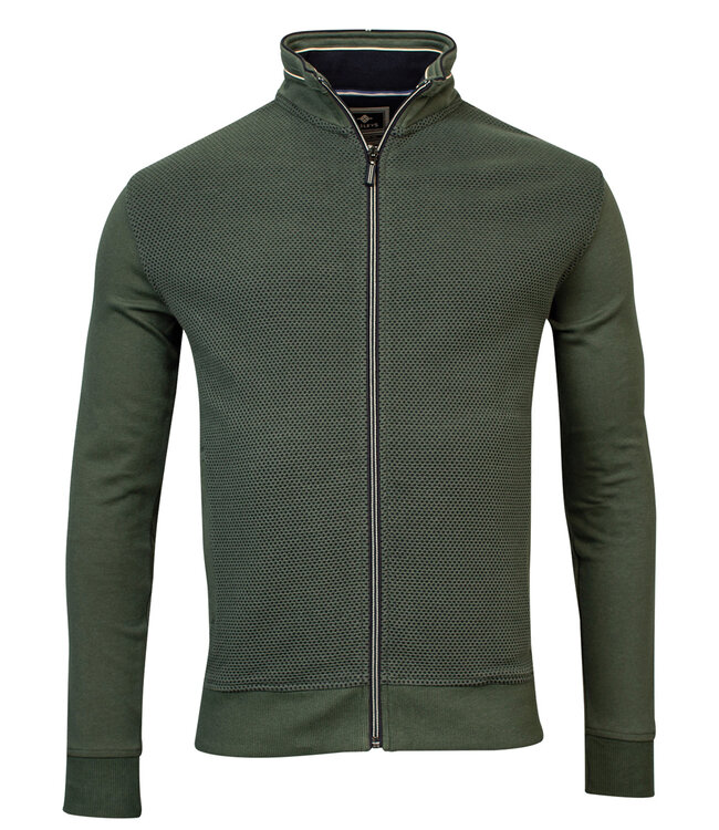 322276-79 heren sweat vest donkergroen structuur rits en zakken