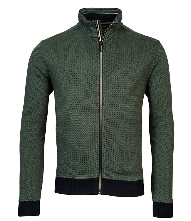 322290-78 heren vest groen green structuur met rits en zakken