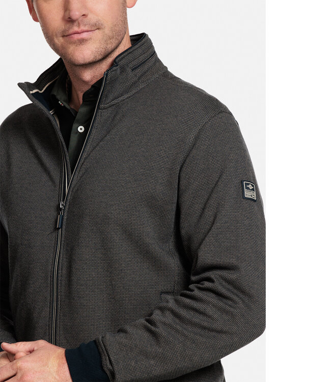 322290-87 heren vest taupe bruin structuur met rits en zakken