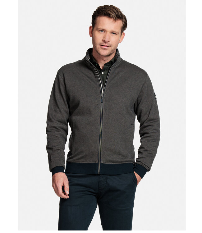 322290-87 heren vest taupe bruin structuur met rits en zakken