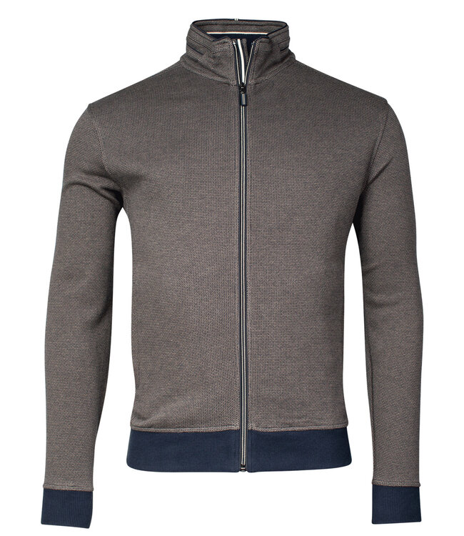 322290-87 heren vest taupe bruin structuur met rits en zakken