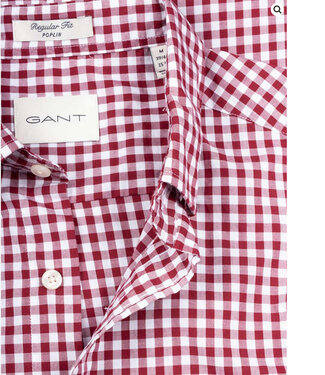 Gant bordeaux rood wit ruitje lange mouw