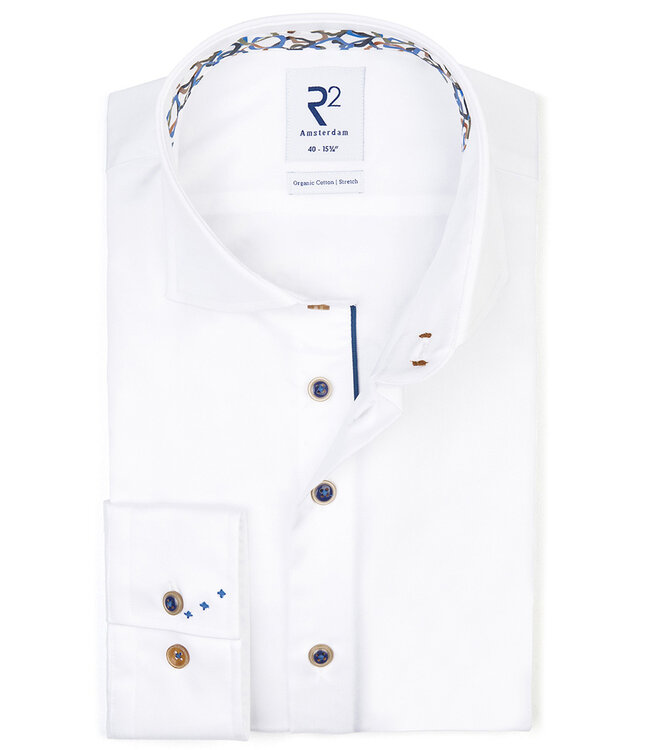 116.WSP.036/004 heren overhemd wit biologisch katoen 1knoops wide spread