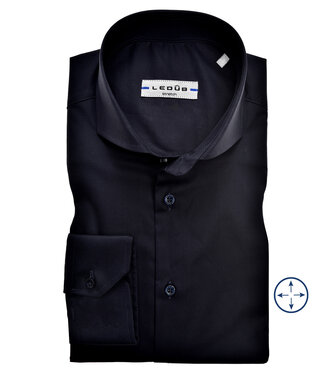 overhemd slim fit donkerblauw katoen stretch