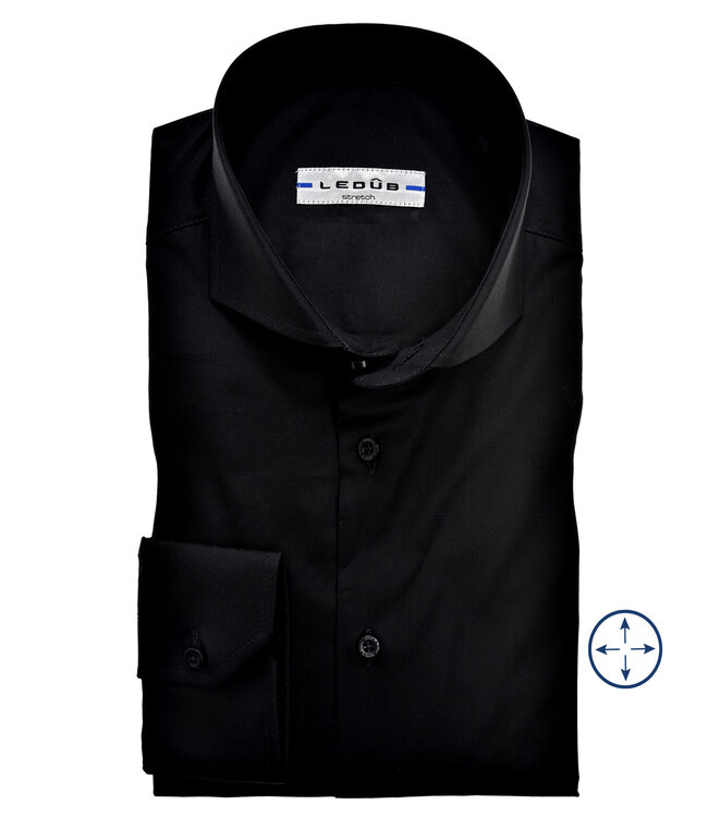 0346510 290 heren overhemd slim fit zwart katoen stretch cut away