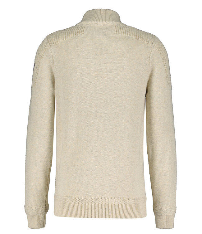 New Zealand Auckland Ngatu 23HN403 1015 milky ecru heren zipper met ritsje en mart smeets winter motief