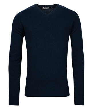 donkerblauw navy v-hals heren trui  Scottish Lamswol