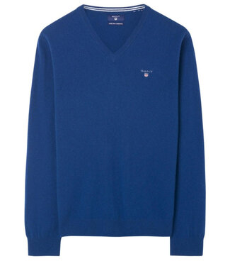 Gant heren college blauw v-hals trui