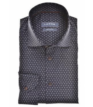 overhemd donkerblauw bruin wit grafische print