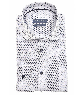 heren overhemd wit donkerblauw bruin grafische print