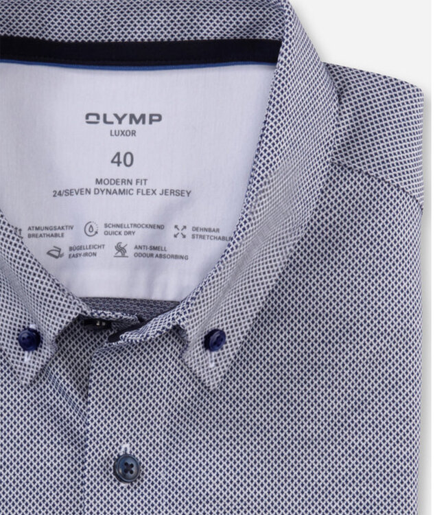 Olymp 1206 44 18 overhemd donkerblauw werkje button down donkerblauwe knopen