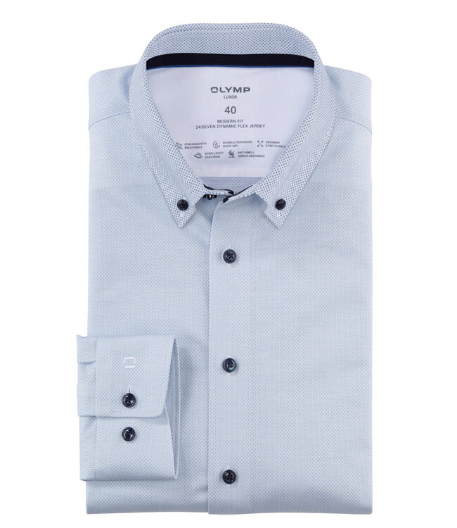Olymp 1206 44 11 overhemd lichtblauw werkje button down donkerblauwe knopen