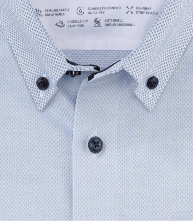 Olymp 1206 44 11 overhemd lichtblauw werkje button down donkerblauwe knopen