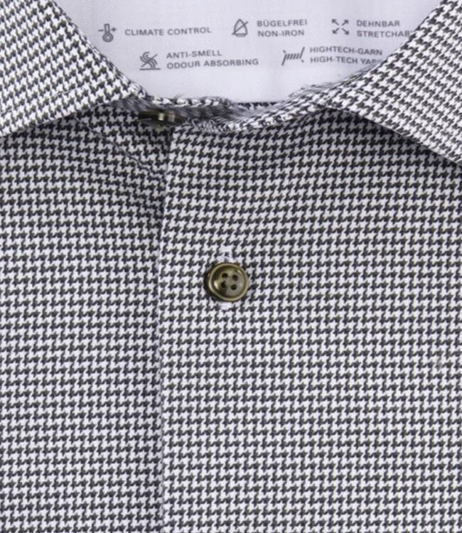 Olymp 1298 44 47 heren strijkvrij overhemd wit donkergroen donkerblauw werkje katoen stretch