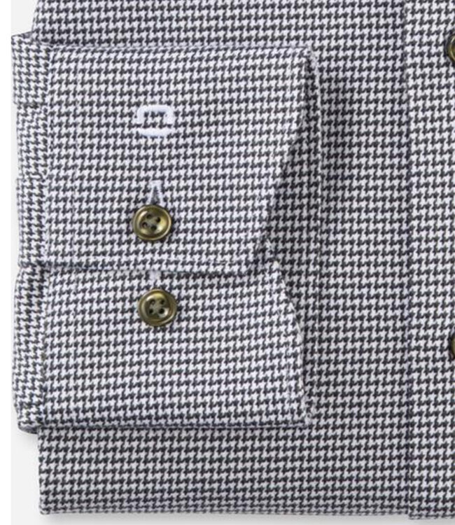 Olymp 1298 44 47 heren strijkvrij overhemd wit donkergroen donkerblauw werkje katoen stretch