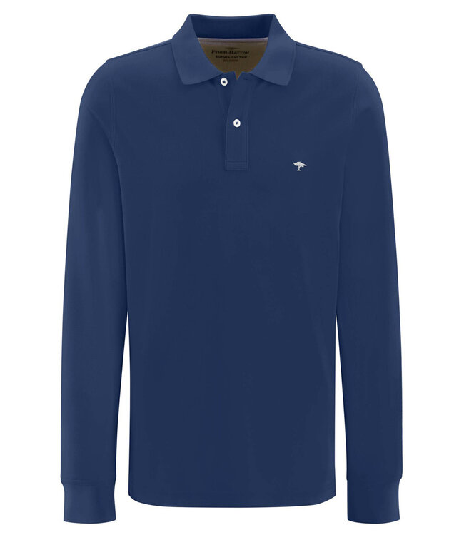 Fynch Hatton 1314 1701 627 heren polo lange mouw kobaltblauw midnight blue