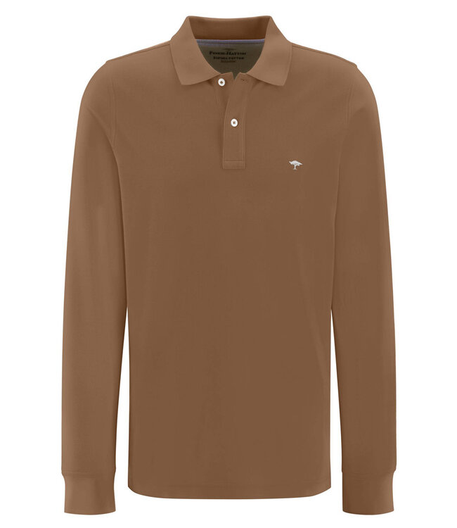 1314 1701 801 Fynch Hatton heren polo lange mouw bruin walnut brown Shirtsupplier