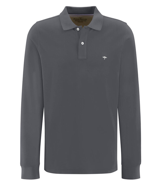 Fynch Hatton 1314 1701 970 heren polo lange mouw antraciet grijs asphalt