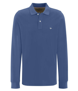 Fynch Hatton heren polo lange mouw blauw wave blue