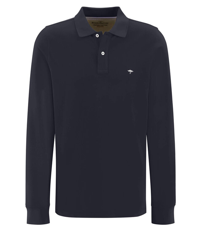 Fynch Hatton 1314 1701 685 heren polo lange mouw donkerblauw navy