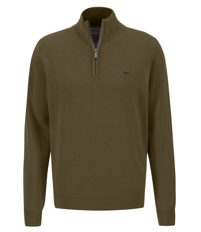 Fynch Hatton 1314 215 709 heren olijfgroen deep forest zipper katoen