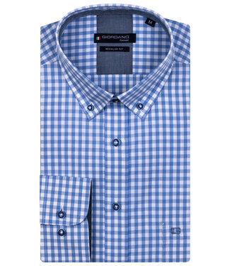 lichtblauw wit ruitje button down