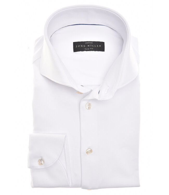 John Miller 5336516 910 wit structuur heren overhemd hyperstretch tailored fit